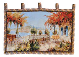 Tache Tapestry Summer Ocean View Coastal Table for Two Wall Hanging Art 28 x 47 (13571B) from Tache Home Fashion