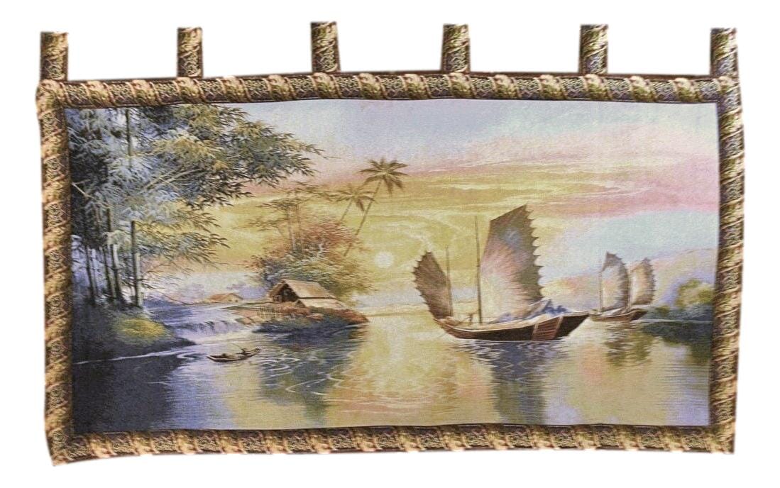 Tache 28 x 55 Exotic Ships on The Horizon Coastal Tapestry Wall Hanging (WH-DB15152) from Tache Home Fashion