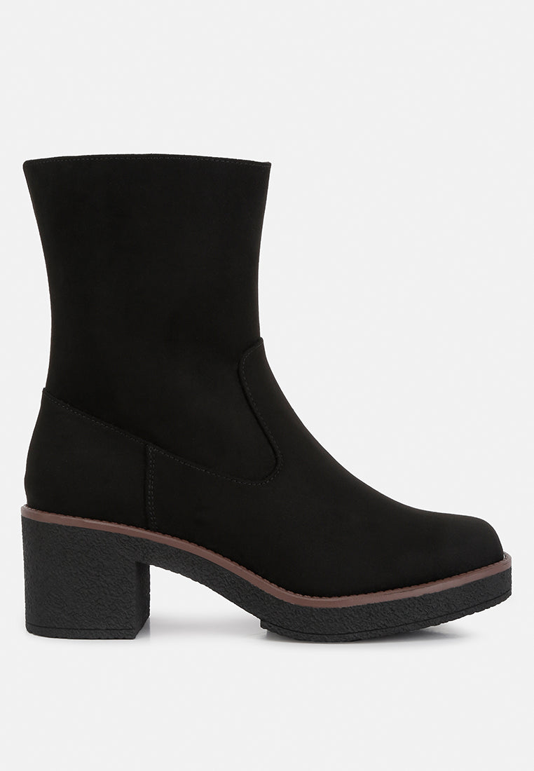 Cary Block Heel Micro Suede Boots from London Rag International