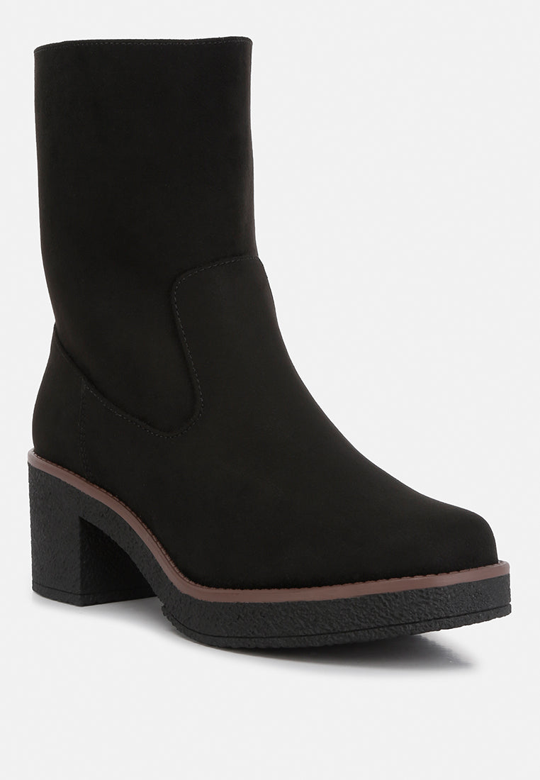 Cary Block Heel Micro Suede Boots from London Rag International