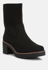 Cary Block Heel Micro Suede Boots from London Rag International