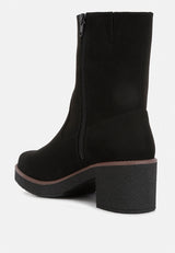 Cary Block Heel Micro Suede Boots from London Rag International