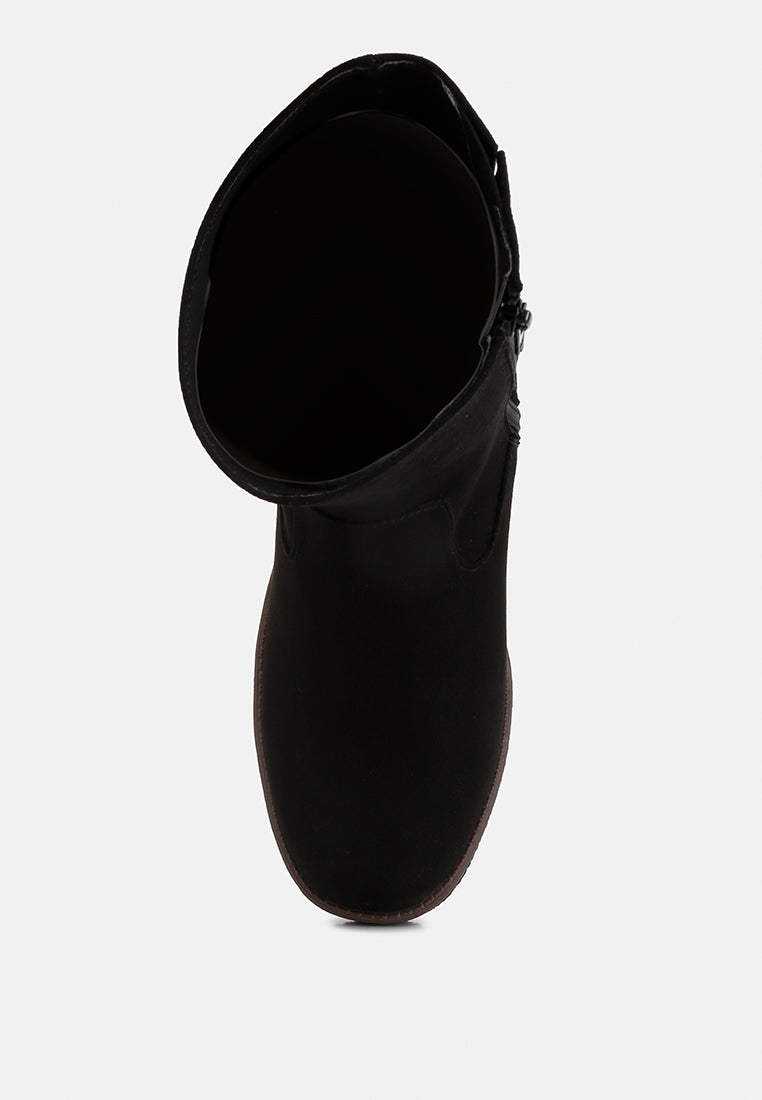 Cary Block Heel Micro Suede Boots from London Rag International