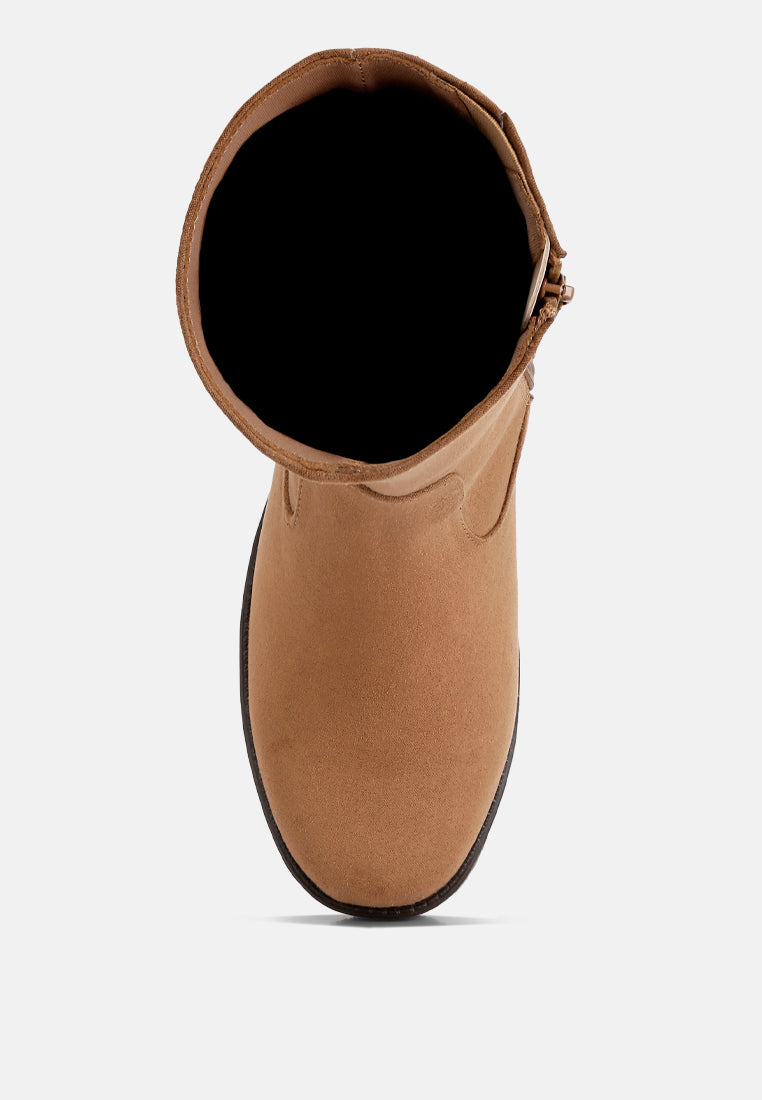 Cary Block Heel Micro Suede Boots from London Rag International