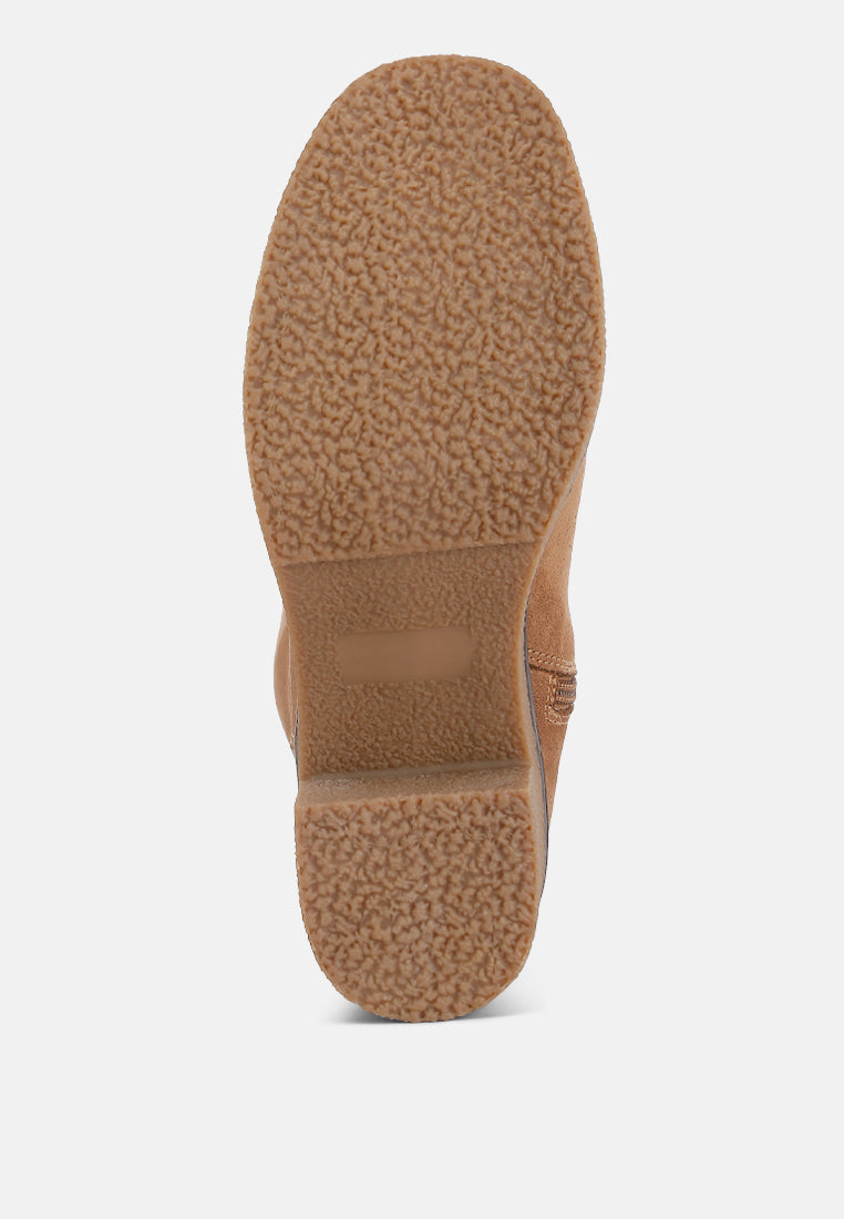 Cary Block Heel Micro Suede Boots from London Rag International