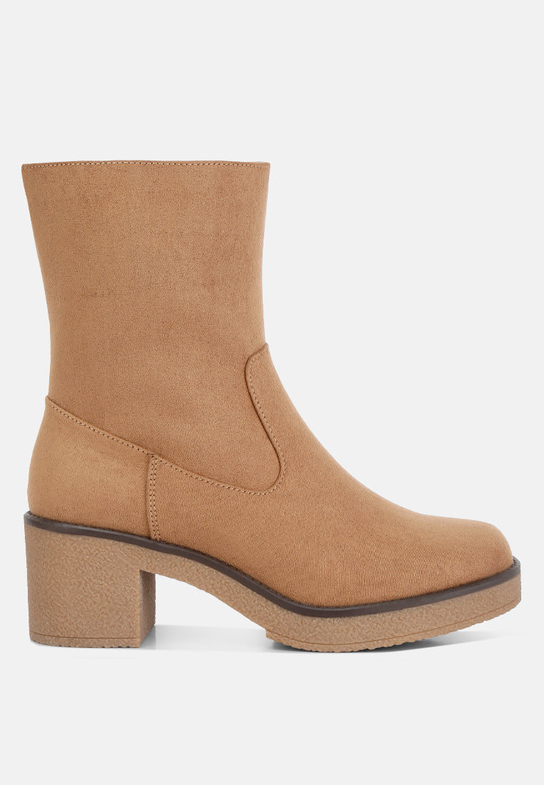 Cary Block Heel Micro Suede Boots from London Rag International