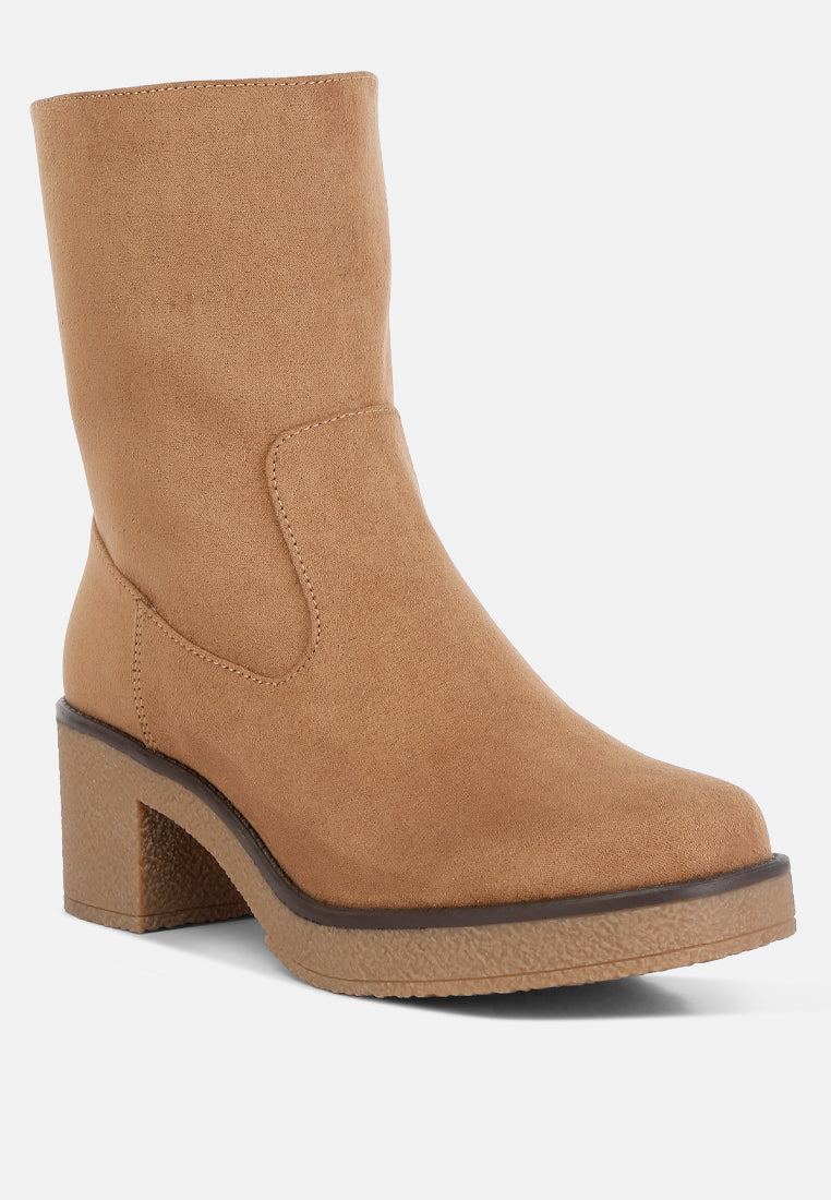 Cary Block Heel Micro Suede Boots from London Rag International