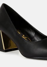Casey Metallic Detail Block Heel Pumps from London Rag International