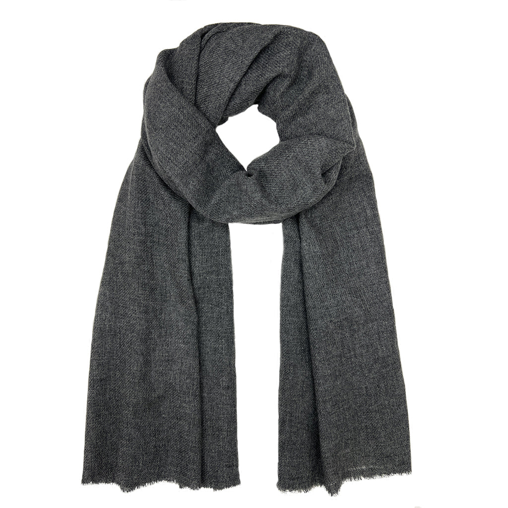 Charcoal Handloom  Cashmere Scarf from SLATE + SALT