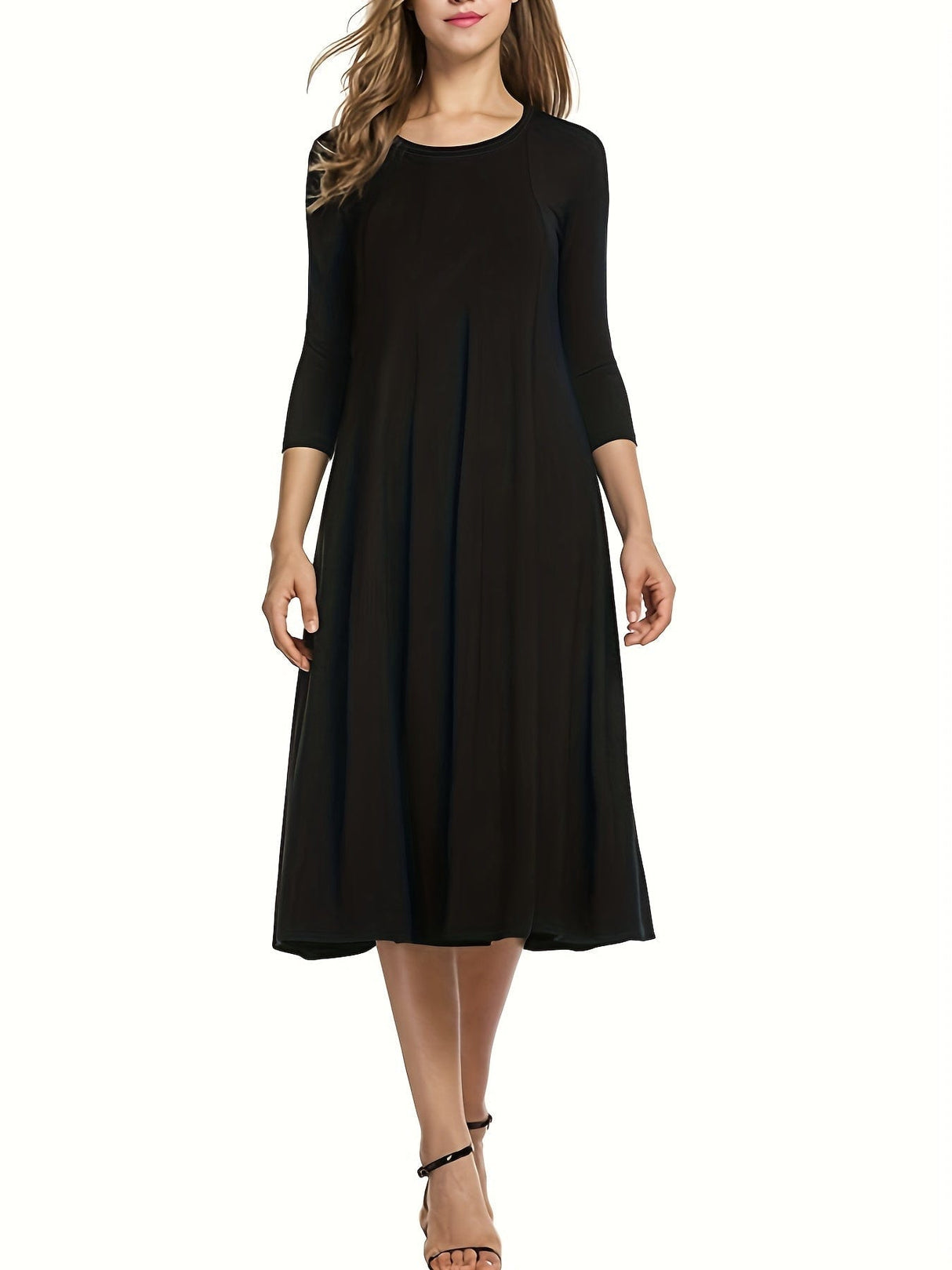 3/4 Sleeve A-line Dress from MsDressly