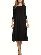3/4 Sleeve A-line Dress from MsDressly