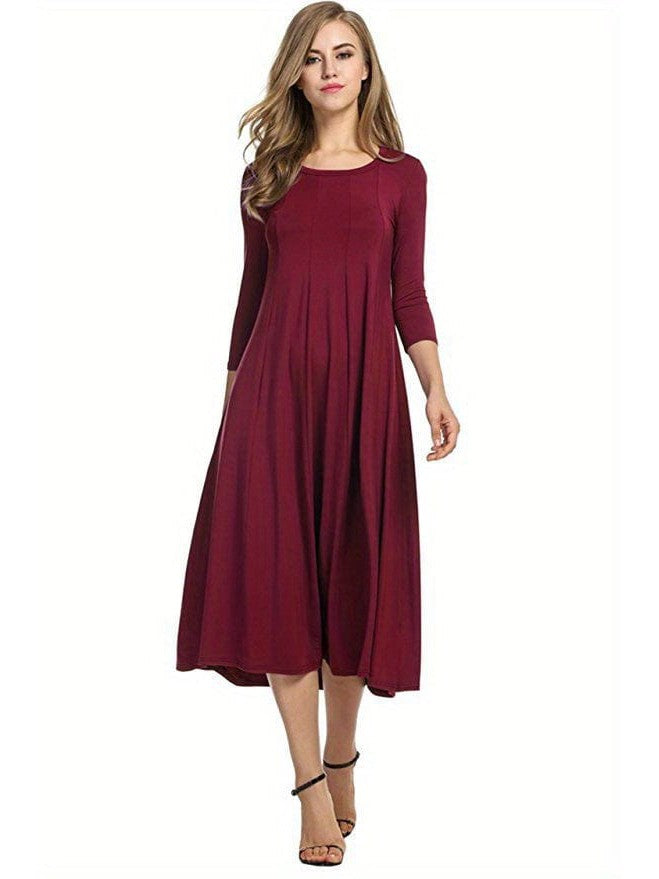 3/4 Sleeve A-line Dress from MsDressly