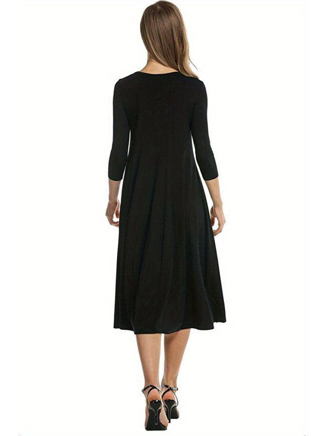 3/4 Sleeve A-line Dress from MsDressly