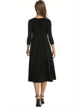3/4 Sleeve A-line Dress from MsDressly
