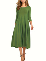 3/4 Sleeve A-line Dress from MsDressly