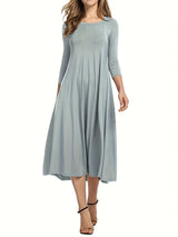 3/4 Sleeve A-line Dress from MsDressly