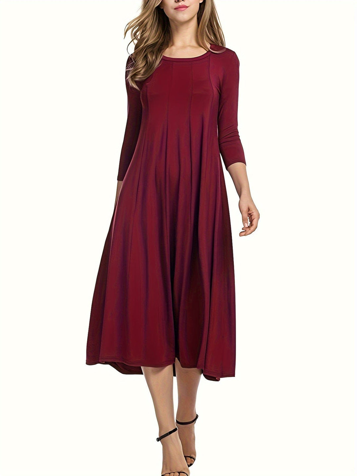 3/4 Sleeve A-line Dress from MsDressly