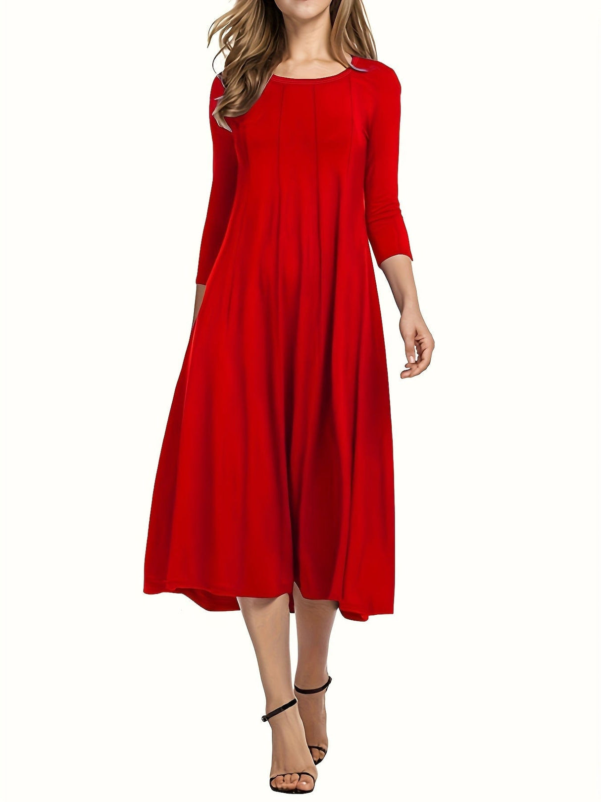 3/4 Sleeve A-line Dress from MsDressly