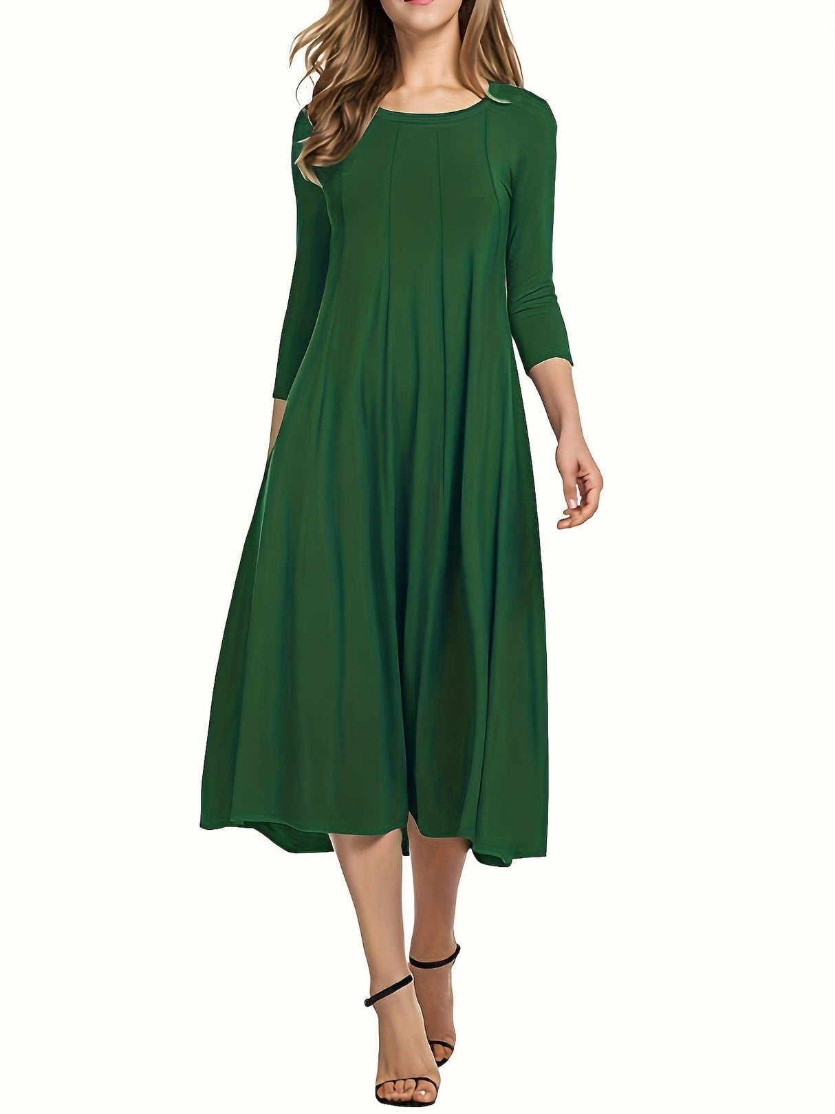 3/4 Sleeve A-line Dress from MsDressly