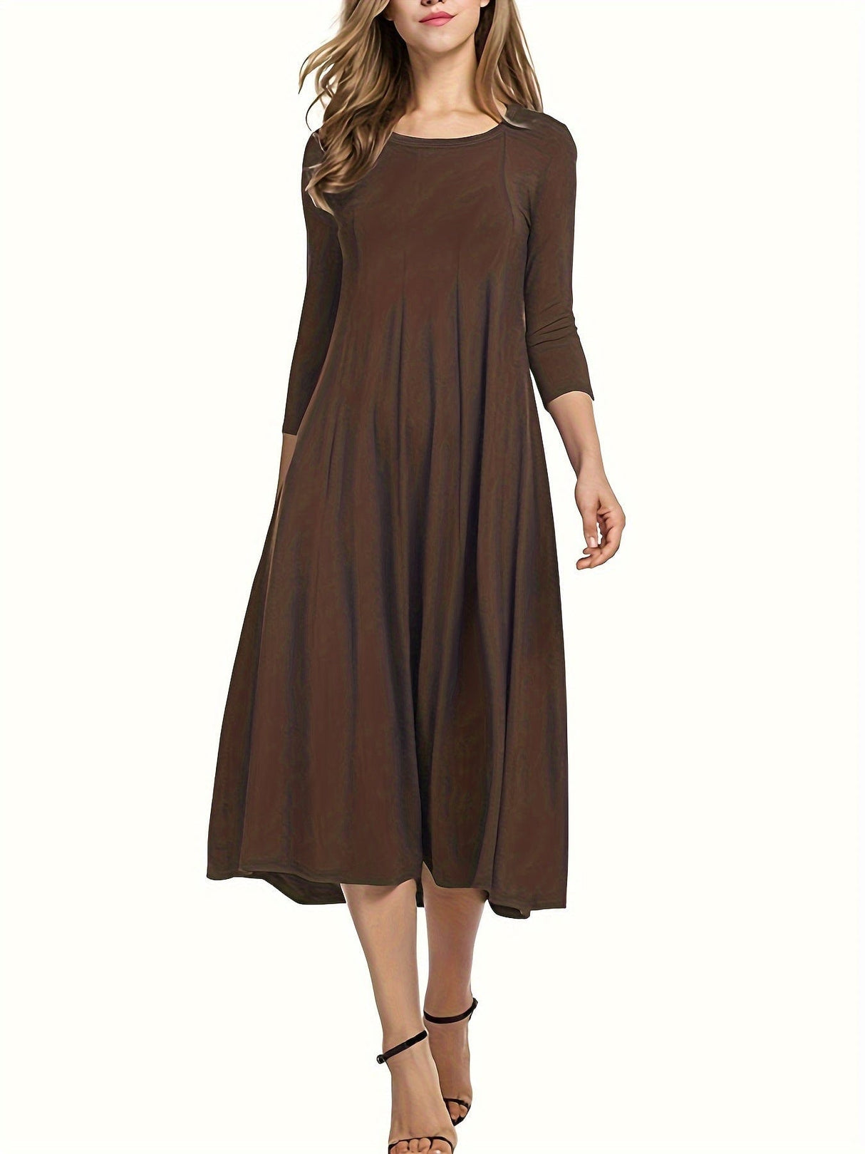 3/4 Sleeve A-line Dress from MsDressly