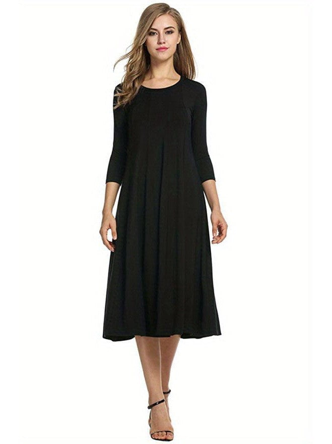 3/4 Sleeve A-line Dress from MsDressly