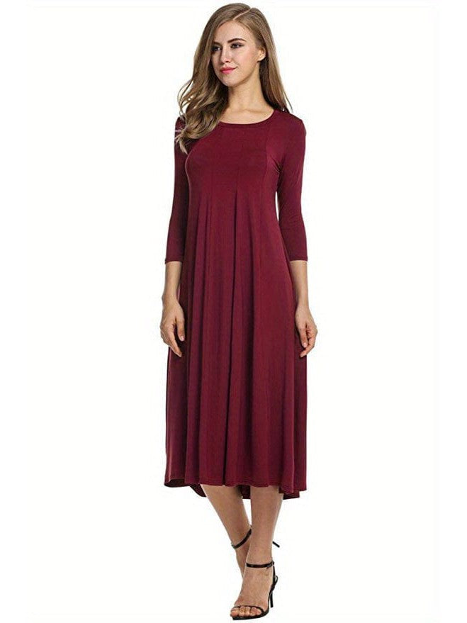 3/4 Sleeve A-line Dress from MsDressly