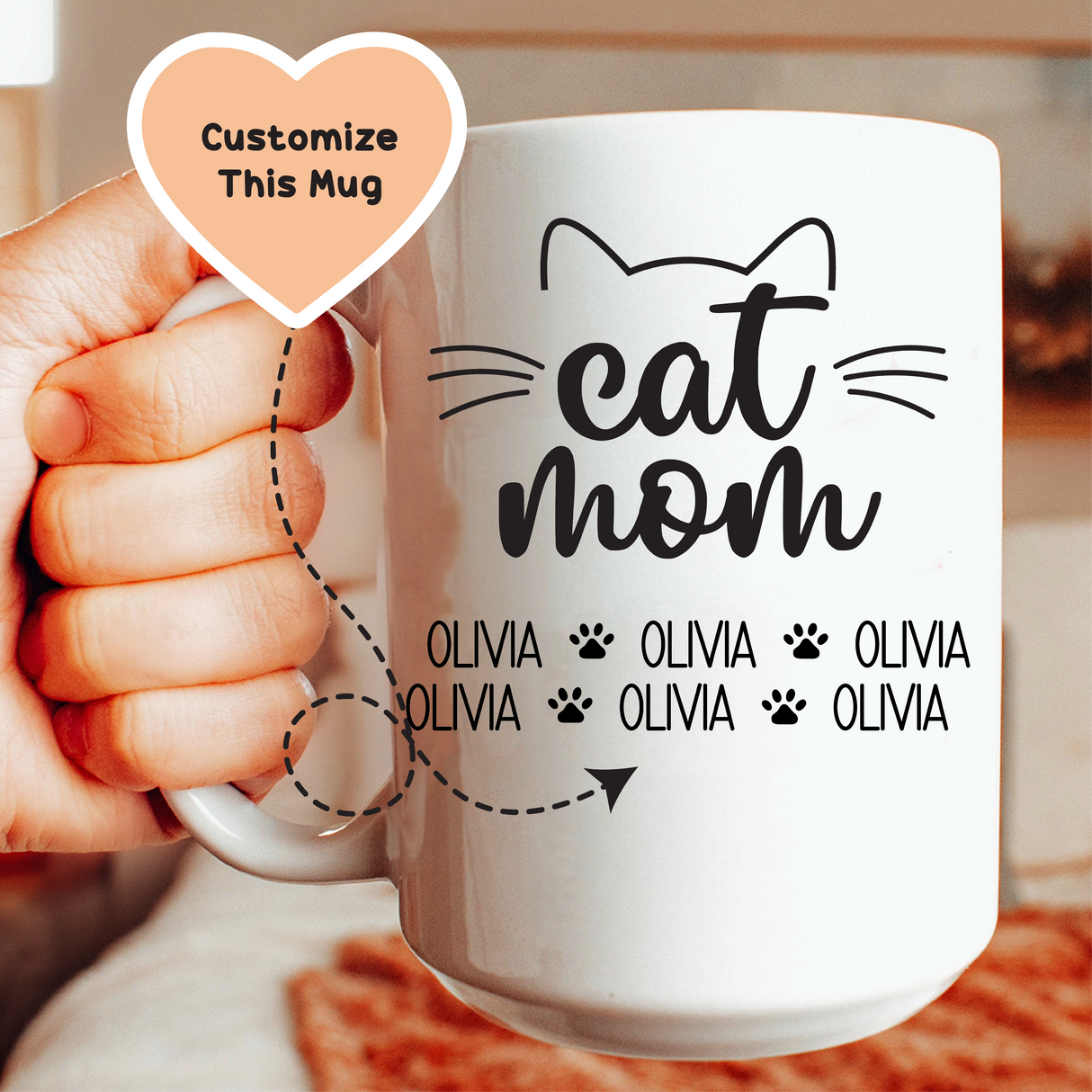 Cat Mom Custom Mug from Peachy Sunday