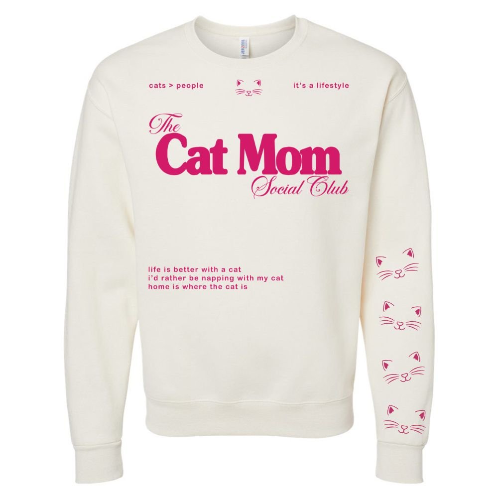 ‘Cat Mom Social Club' Crewneck Sweatshirt from United Monograms