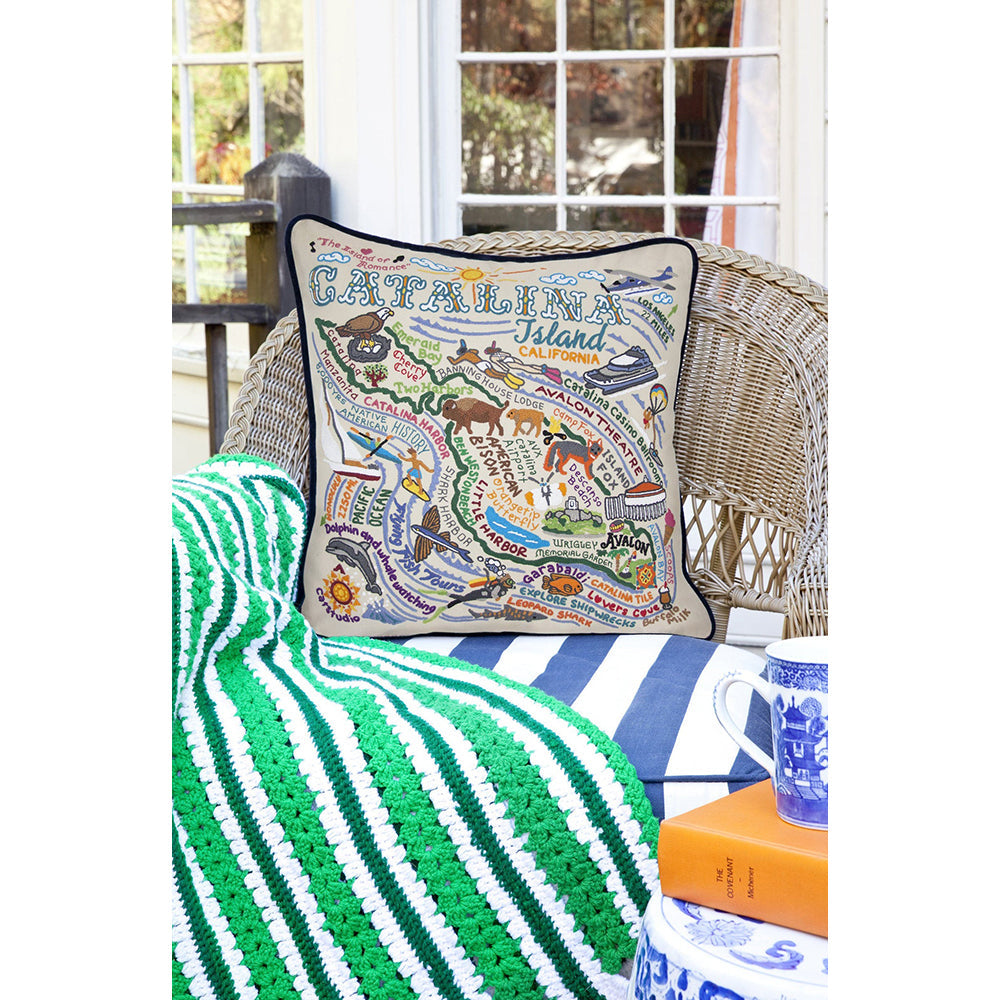 Catalina Hand-Embroidered Pillow from Quirks!
