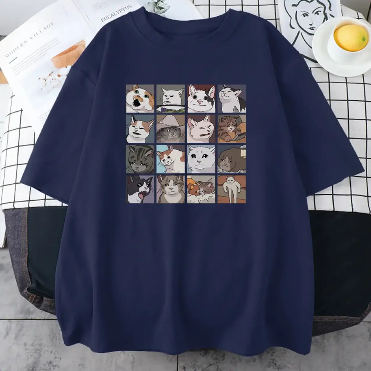 Cats Puzzle Printed T-shirt From Kawaii Stop
