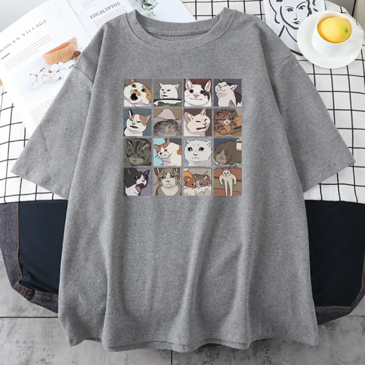 Cats Puzzle Printed T-shirt From Kawaii Stop