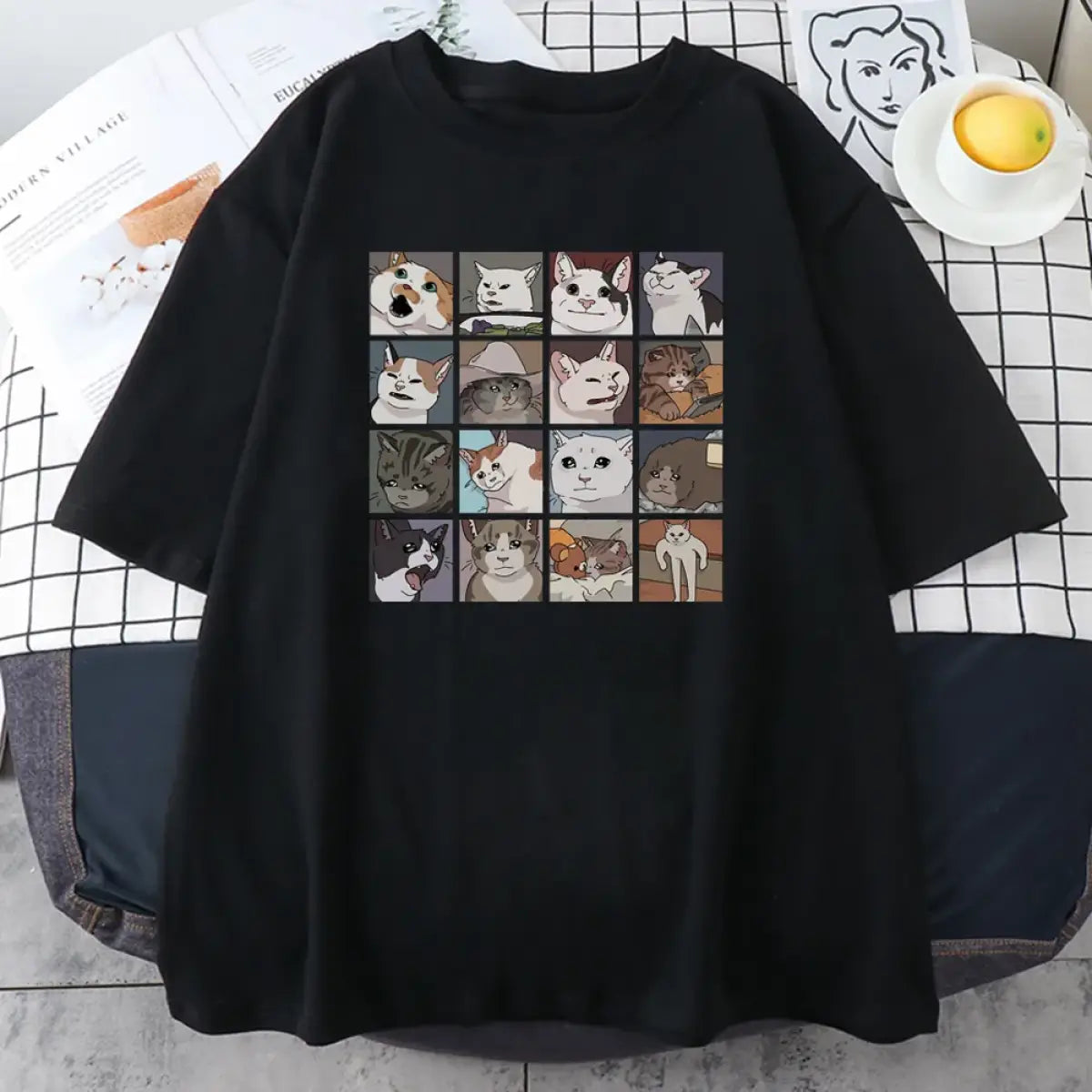 Cats Puzzle Printed T-shirt From Kawaii Stop