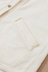 Beige Button-Up Stitching Pocket Raw Hem Shacket from MsDressly