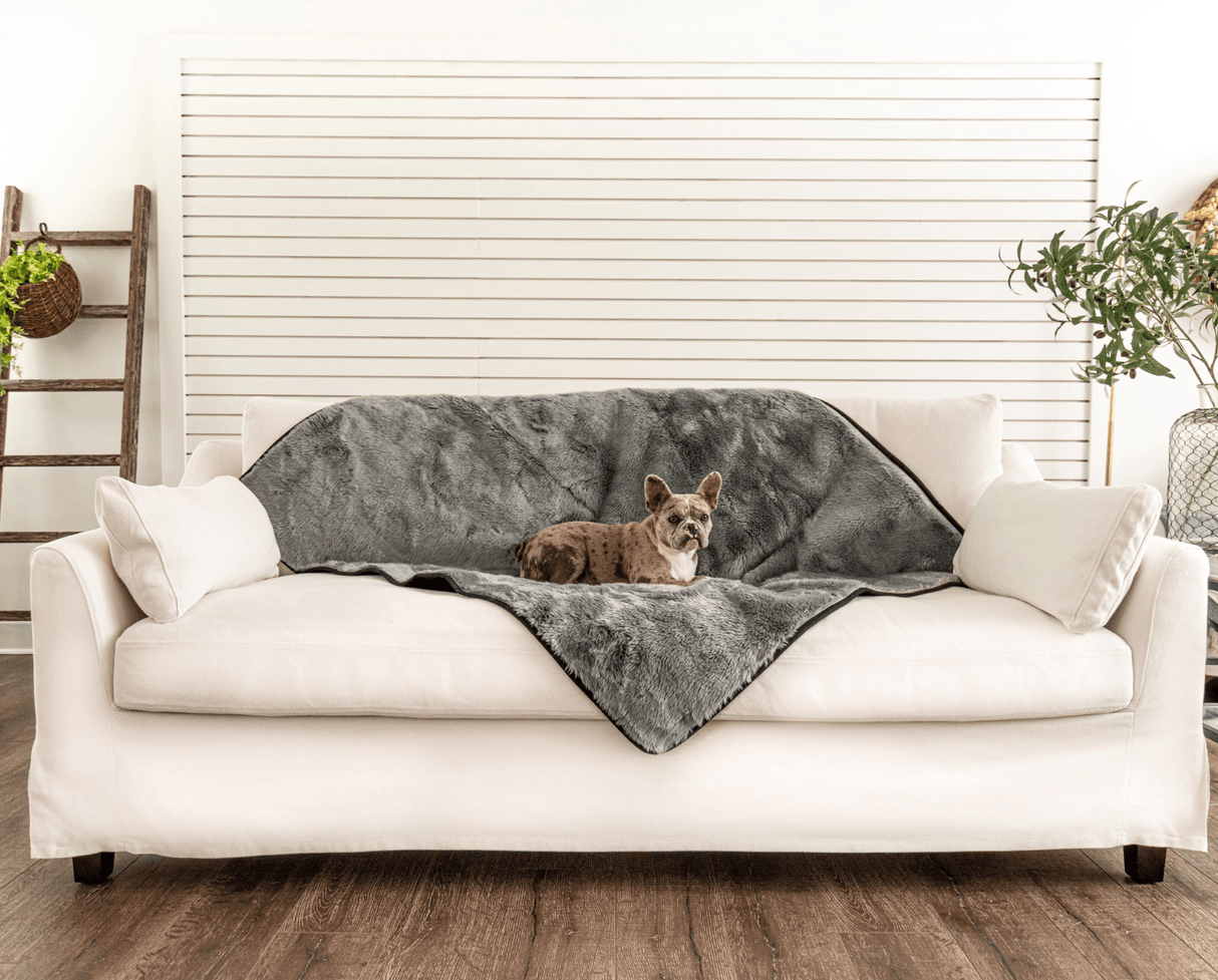 PupProtector™ Summer Short Fur Waterproof Throw Blanket - Charcoal Grey from Paw.com