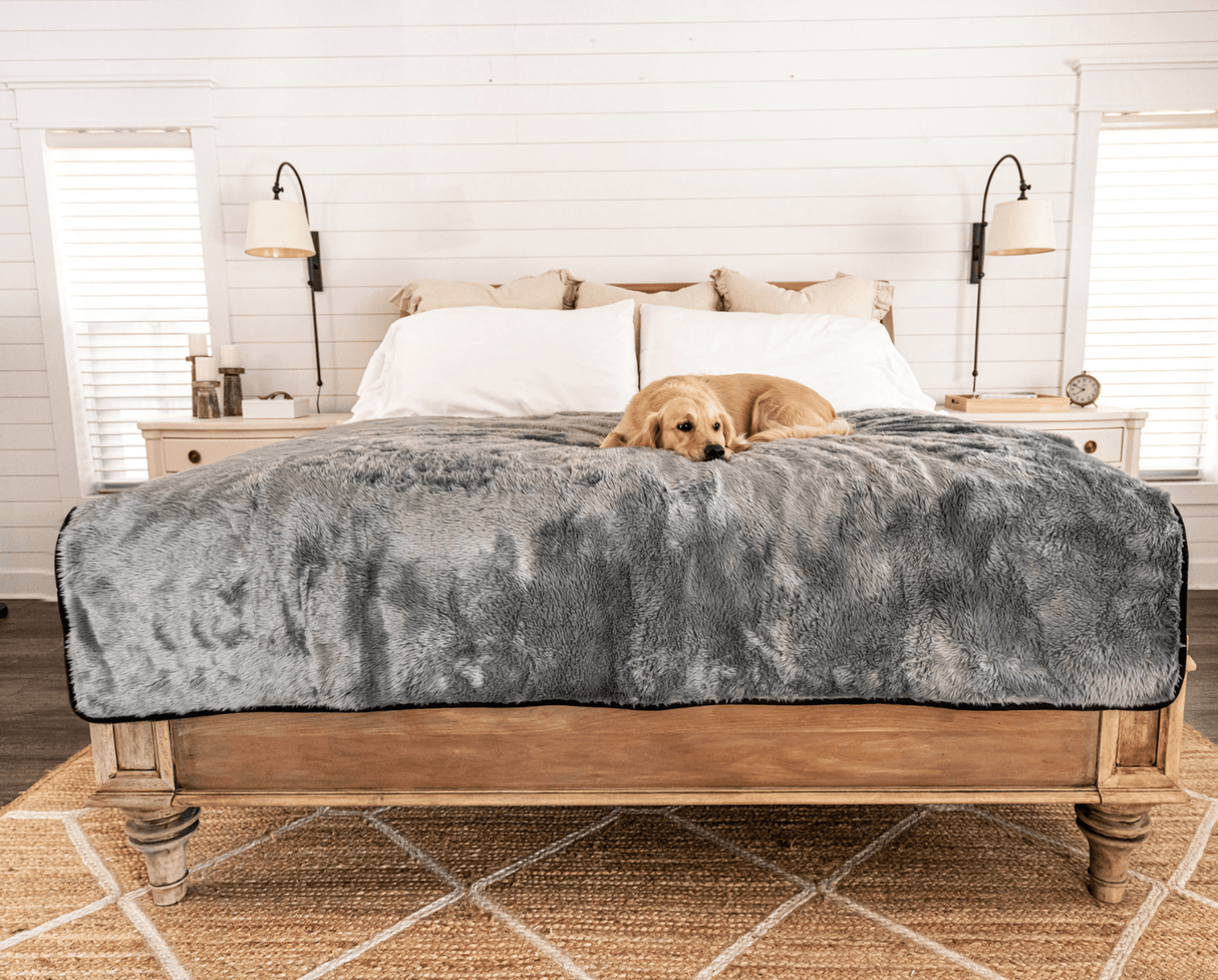 PupProtector™ Summer Short Fur Waterproof Throw Blanket - Charcoal Grey from Paw.com