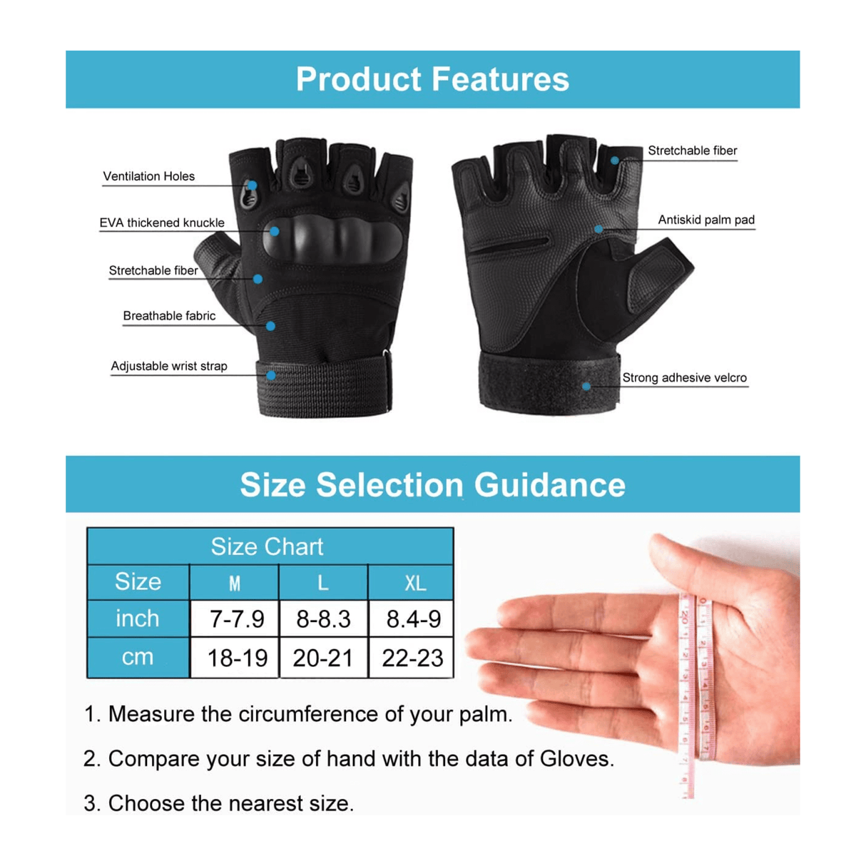 Tactical Fingerless Airsoft Gloves for Outdoor Sports, Paintball, and Motorcycling from Jupiter Gear