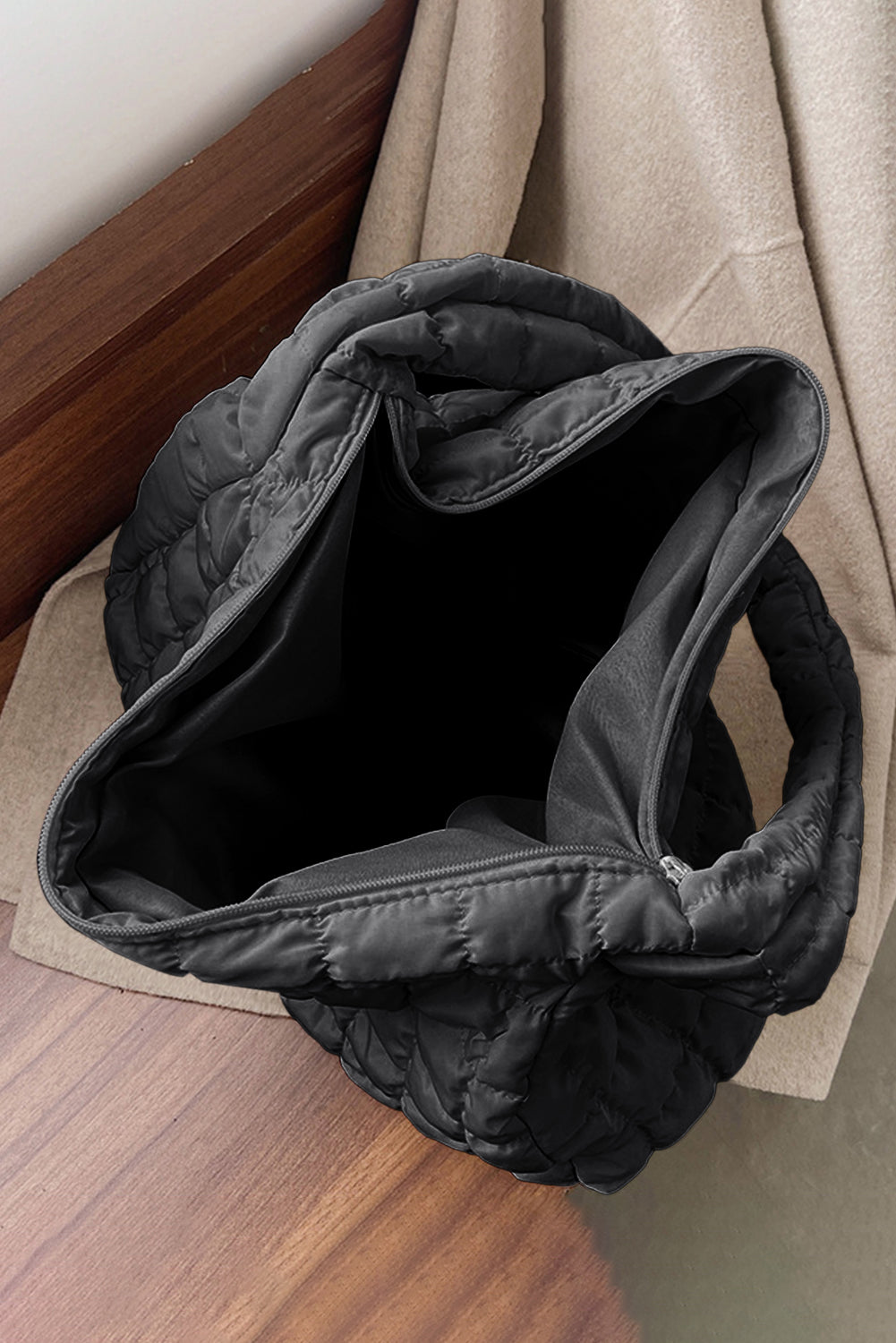 Kylie Quilted Zipper Tote Bag From Threaded Pear