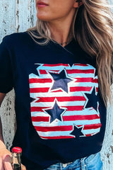 Black Independence Star Stripes Flag T-Shirts from MsDressly