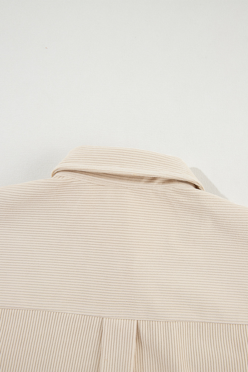 Beige Corduroy Shirt Jacket with Houndstooth Panel from MsDressly