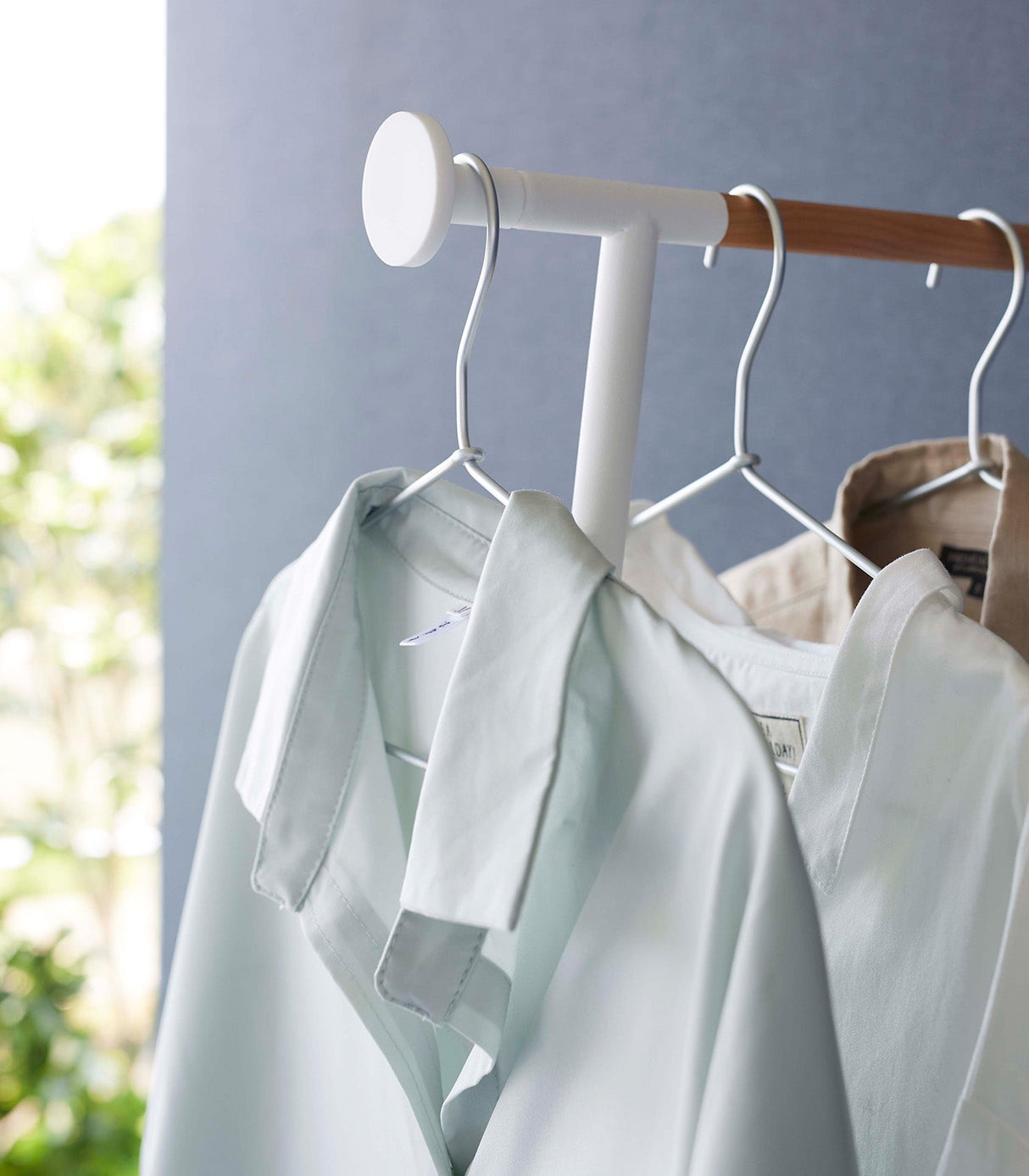 Leaning Clothes Hanger (64" H)  - Steel + Wood from Yamazaki Home