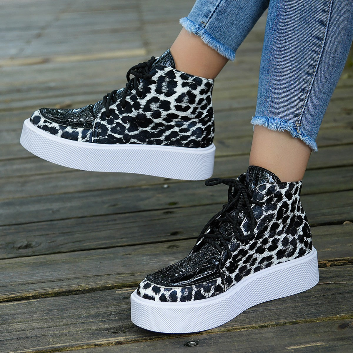 PU Leather Leopard Platform Sneakers from My Pampered Life Seattle