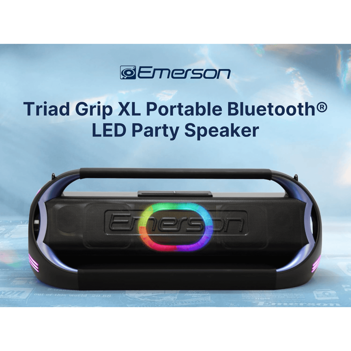 Emerson Triad Grip XL Portable Bluetooth LED Party Speaker from Jupiter Gear Home