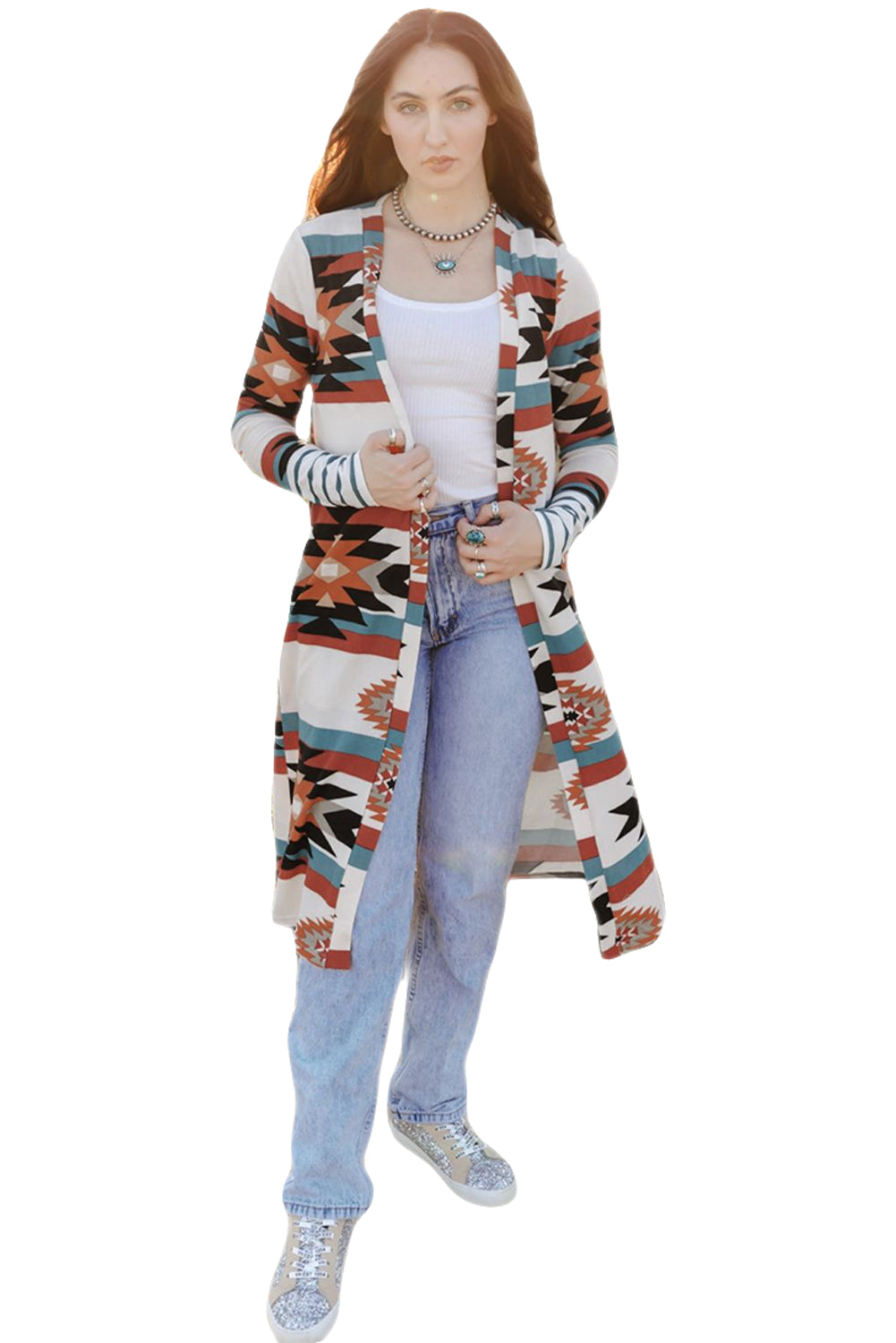 Chic Printed Lapel Woolen Coat with Unique Stitching from MsDressly