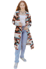 Chic Printed Lapel Woolen Coat with Unique Stitching from MsDressly