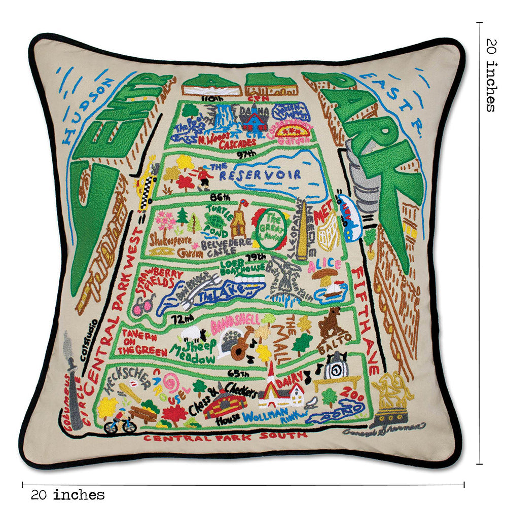 Central Park Hand-Embroidered Pillow from Quirks!