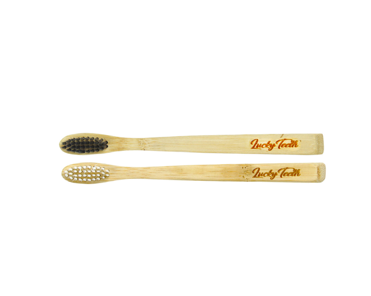KIDS Bamboo Toothbrush Regular and Charcoal Mixed Pack (2 Pack) from Lucky Teeth