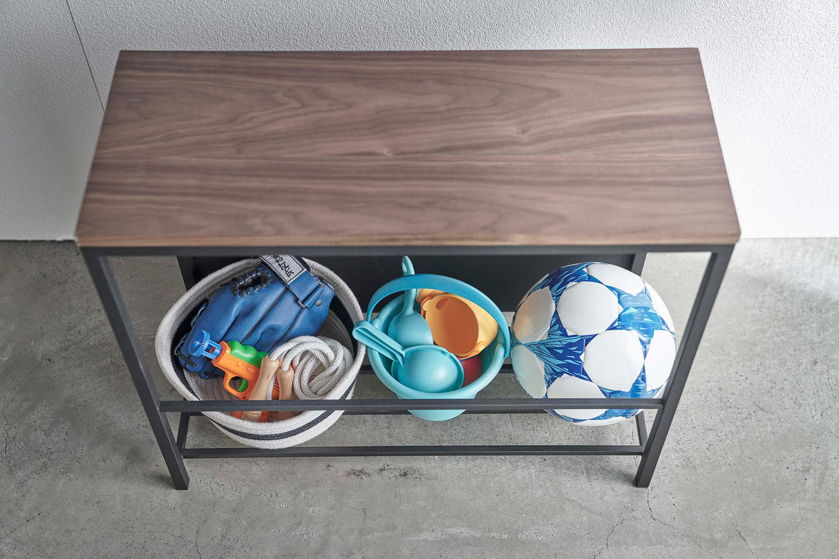 Entryway Storage Organizer & Bench (18" H)  - Steel + Wood from Yamazaki Home