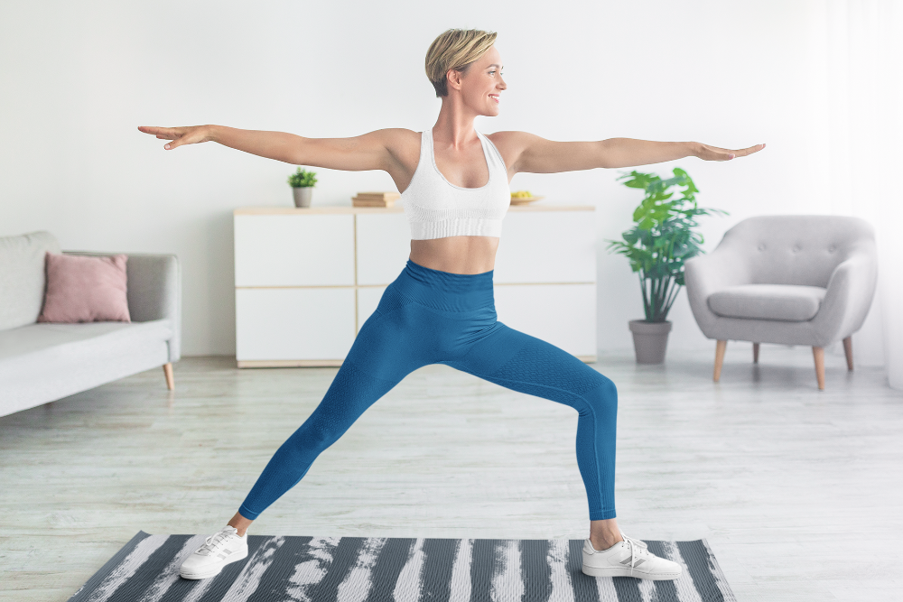 Yoga Mat | 6mm Thick | Blue Striped | Non-Slip | Eco Friendly | from Yune Yoga | Fir