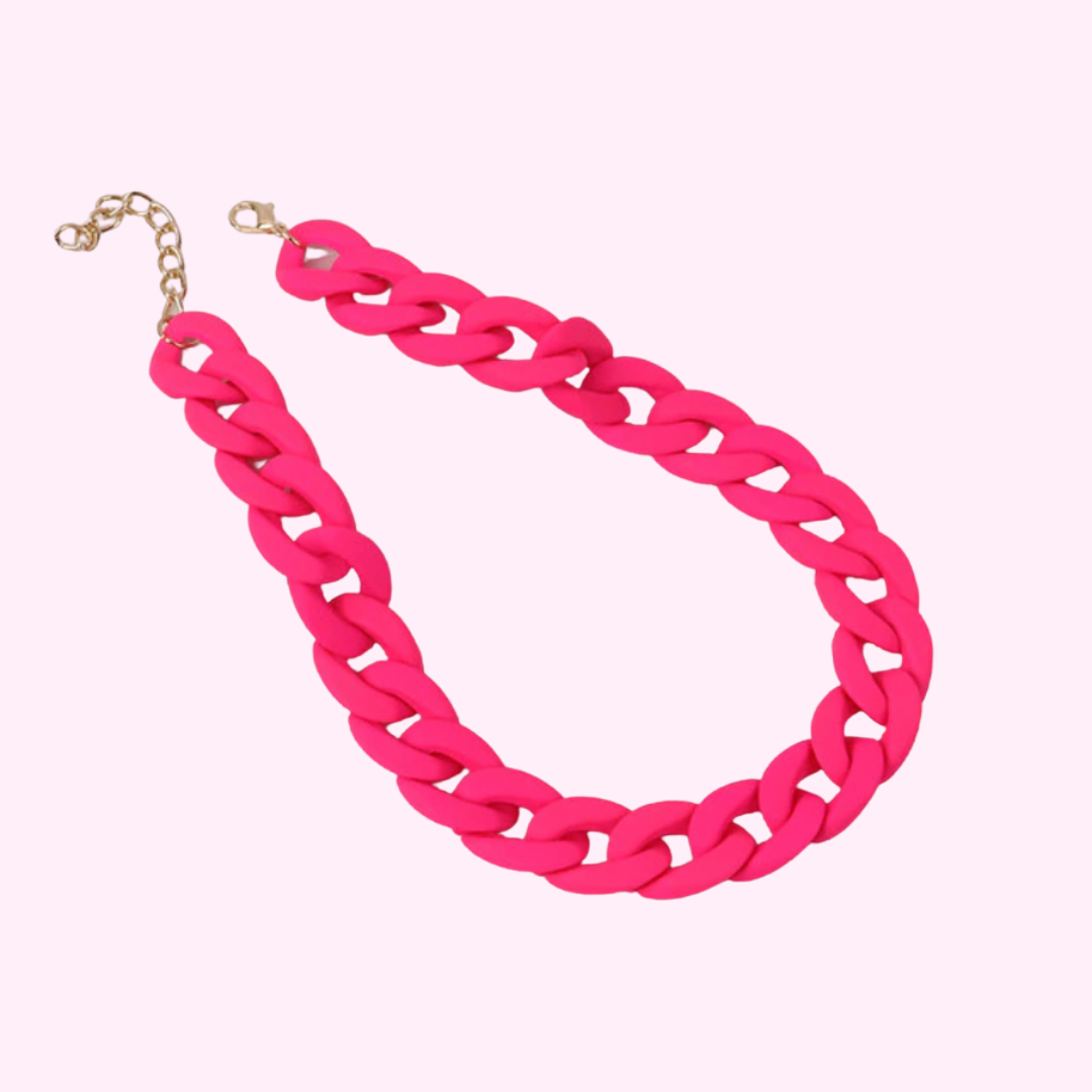 Neon Pink Acrylic Chain Necklace from Medusa's Makeup