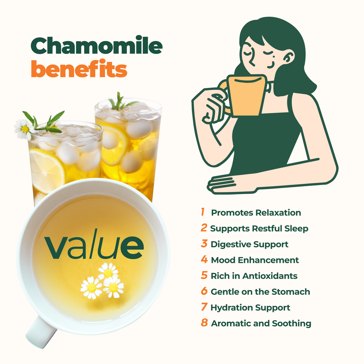 100% Pure Chamomile Herbal Tea, 60 Bags from Aprika Life